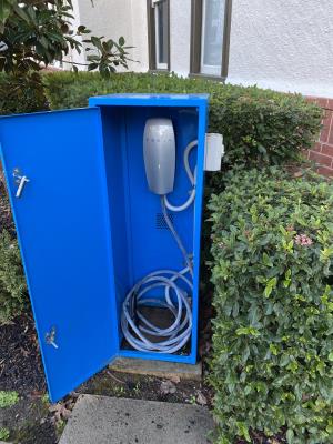 An electric charging station built for home use